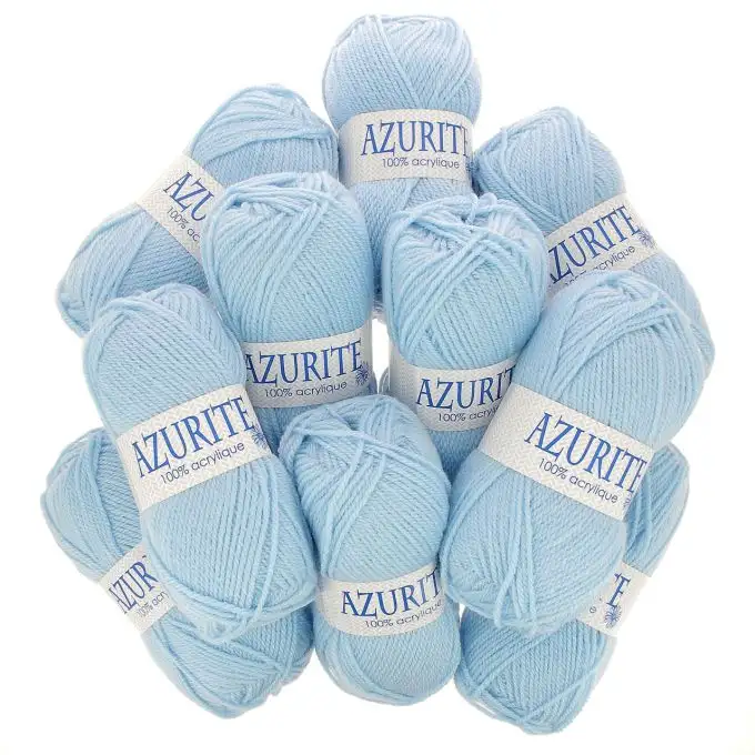 Set di 10 gomitoli di filato Azurite 50g 100% acrilico - Col. 3036 Blu ghiaccio
