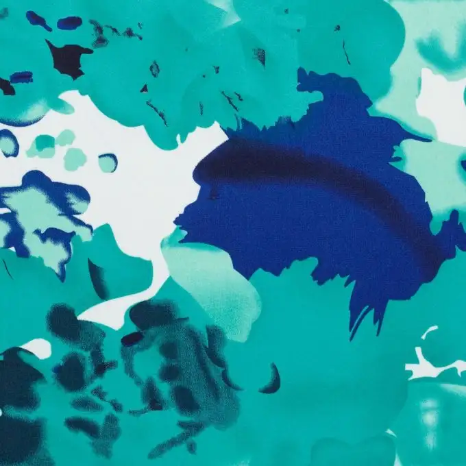 Tessuto satinato stampato aqua verde blu