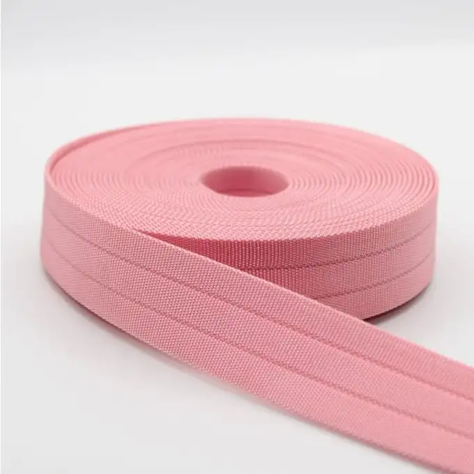 Nastro in poliestere a coste rosa confetto 30 mm