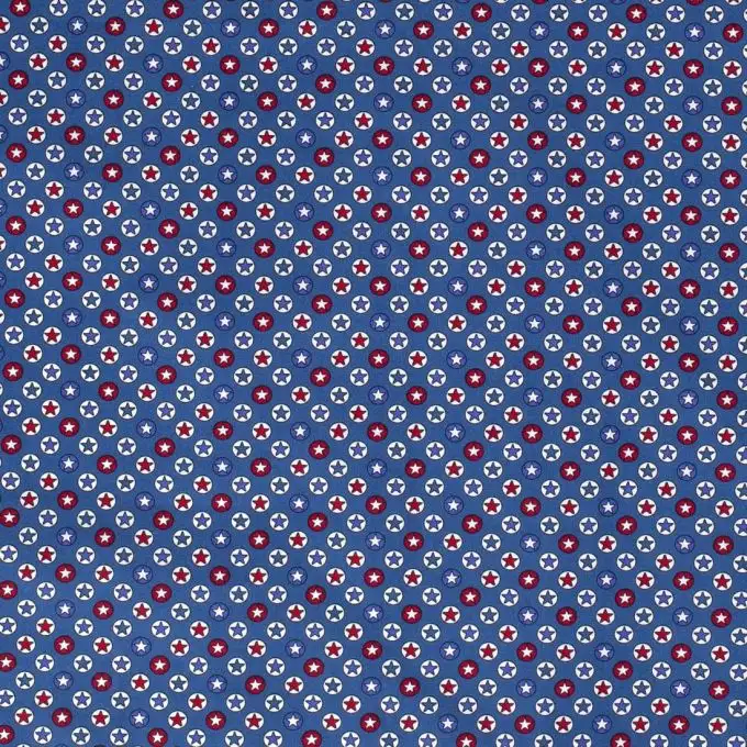 Popeline cotone stelle cerchi blu