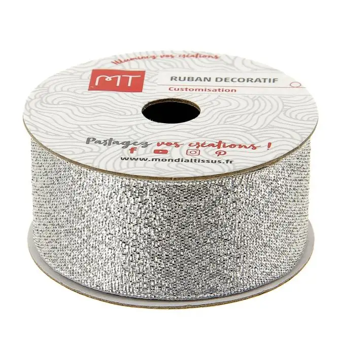 Bobina nastro argento brillante 26 mm