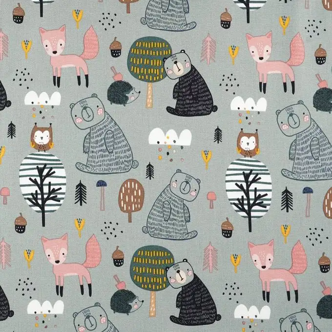 Tessuto cotone spesso verso orso