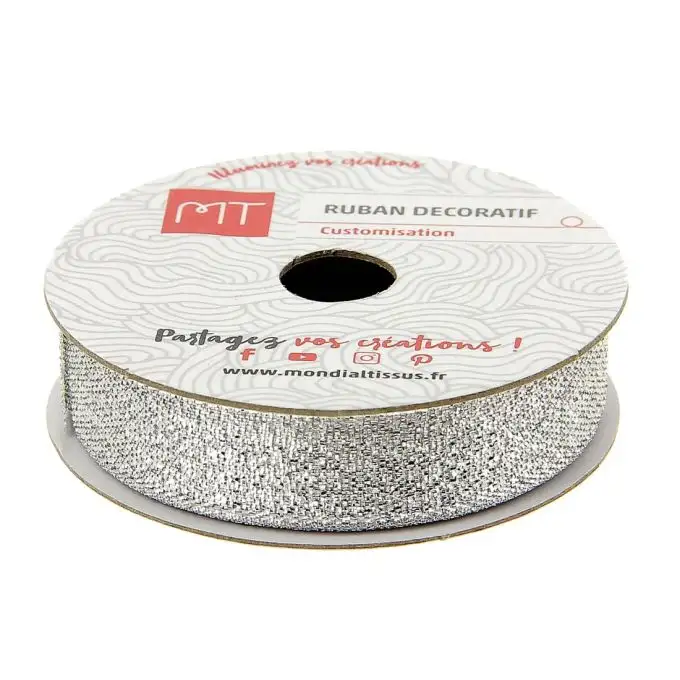 Bobina nastro argento brillante 13 mm