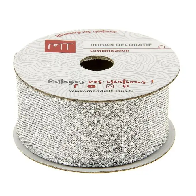 Bobina nastro argento brillante 25 mm