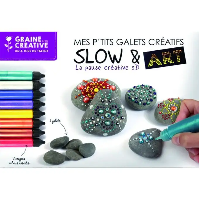 Cofanetto il mio laboratorio slow e arte 8 matite 5 sassi grigi