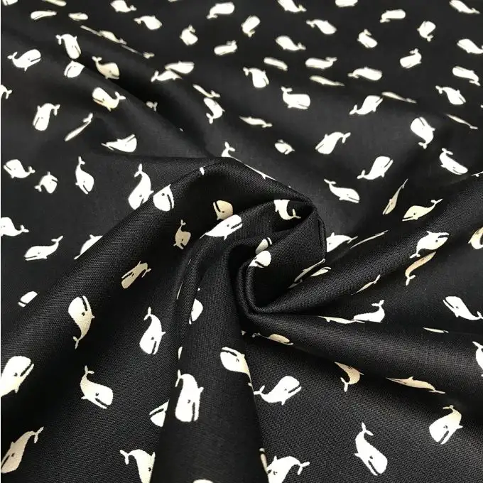 Popeline di cotone balena blu notte