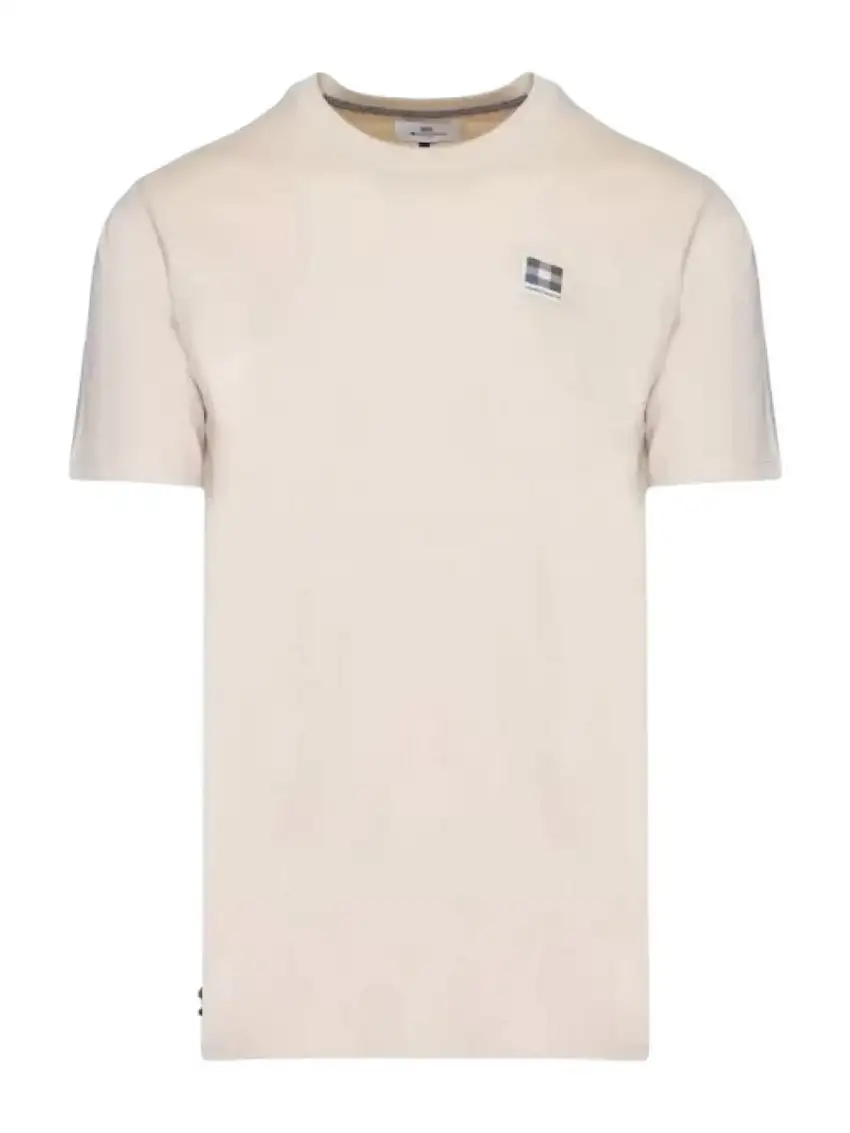 AQUASCUTUM Men's T-shirt ACTIVE CLUB CHECK PATCH T-SHIRT AA-B004-TS011 BEIGE BEIGE