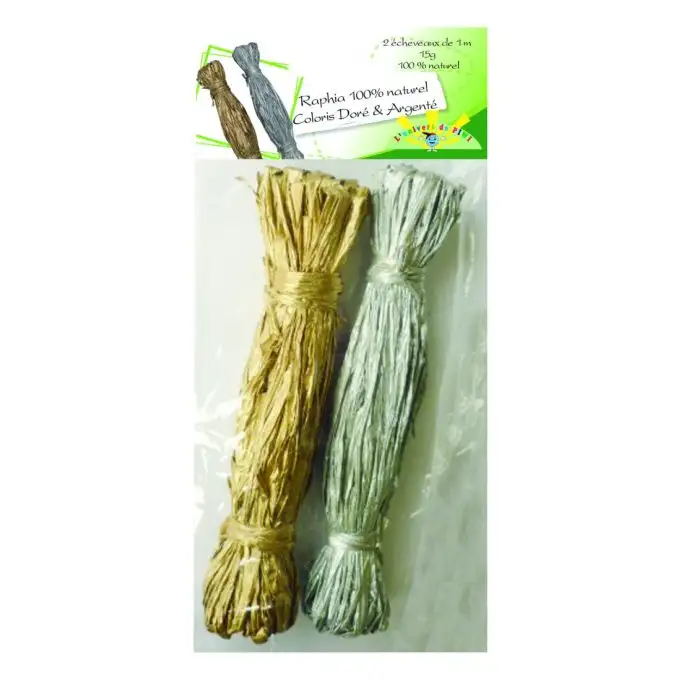 Doppio gomitolo rafia dorato e argentato 15gr