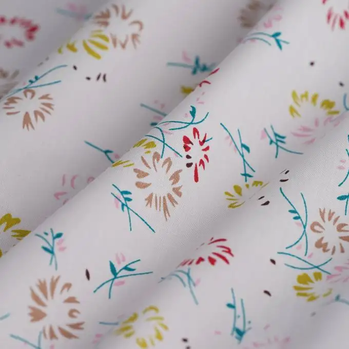 Popeline cotone floreale beige