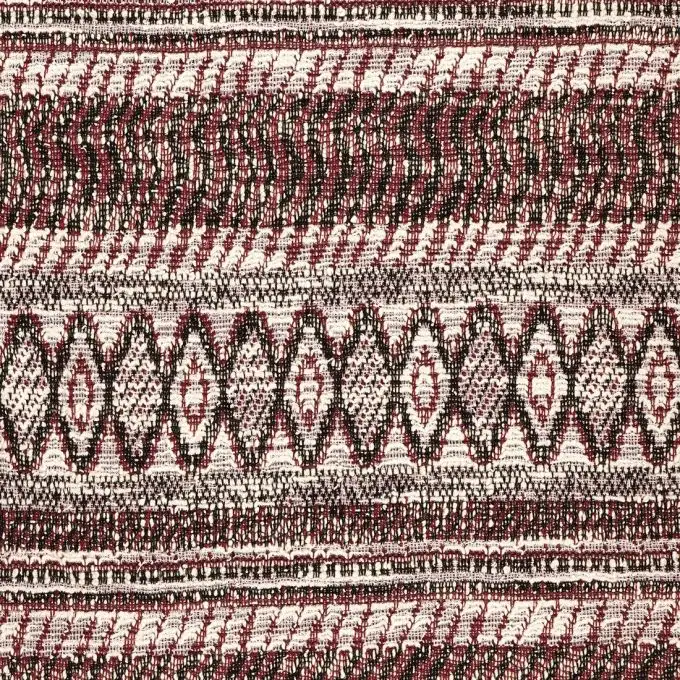 Tessuto jacquard rosso nero e bianco