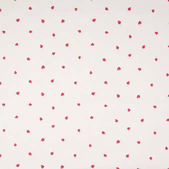 Popeline di cotone bianco fragola