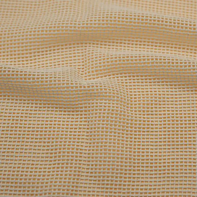 Tessuto rete cotone maglia piccola quadrata ecru