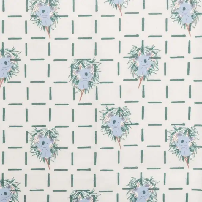 Tessuto koalas e quadri blu