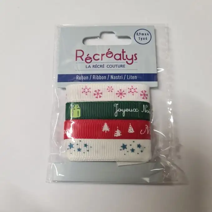 Set di 4 nastri messaggio Natale 10 mm x 0,9 m