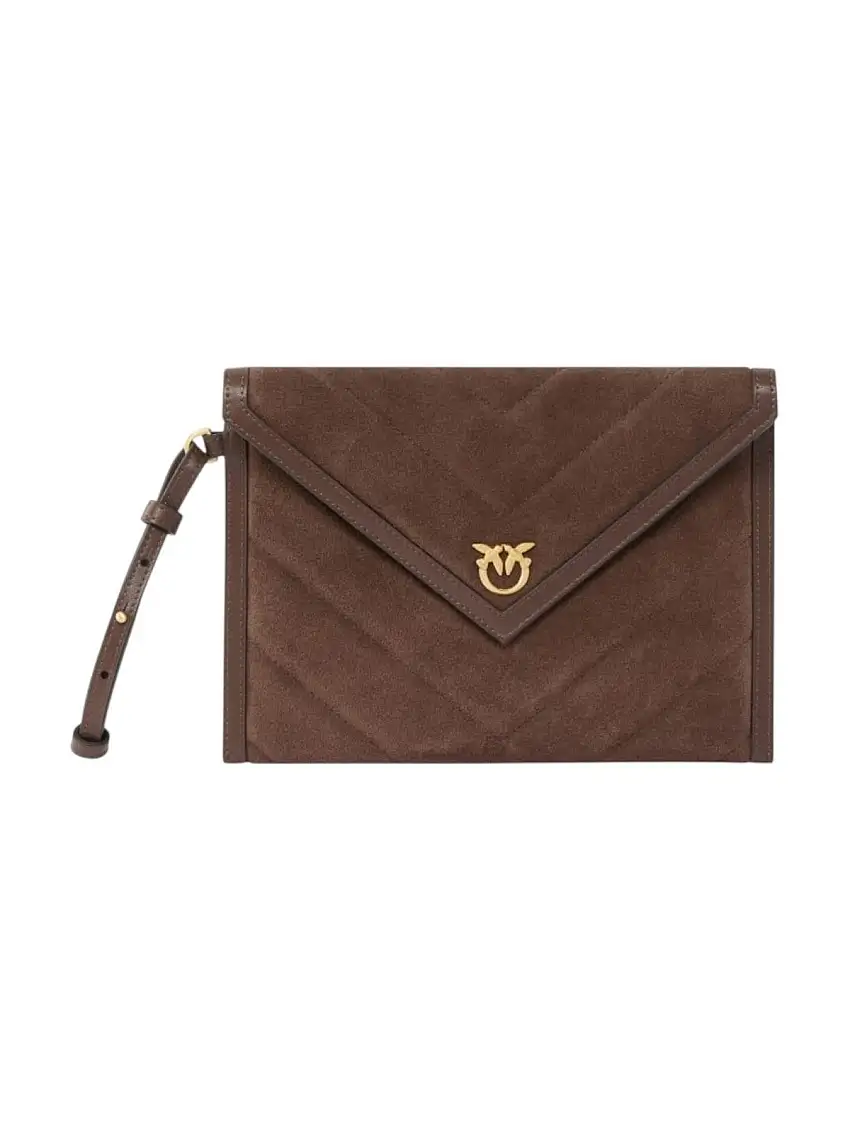 PINKO Pochette Donna FLAT PURSE HANDLE 104820-A2JH L74V MARRONE CASTANO MATT GOLD