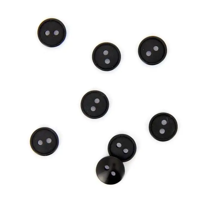 bottoni piatti 2 fori nero 11 mm