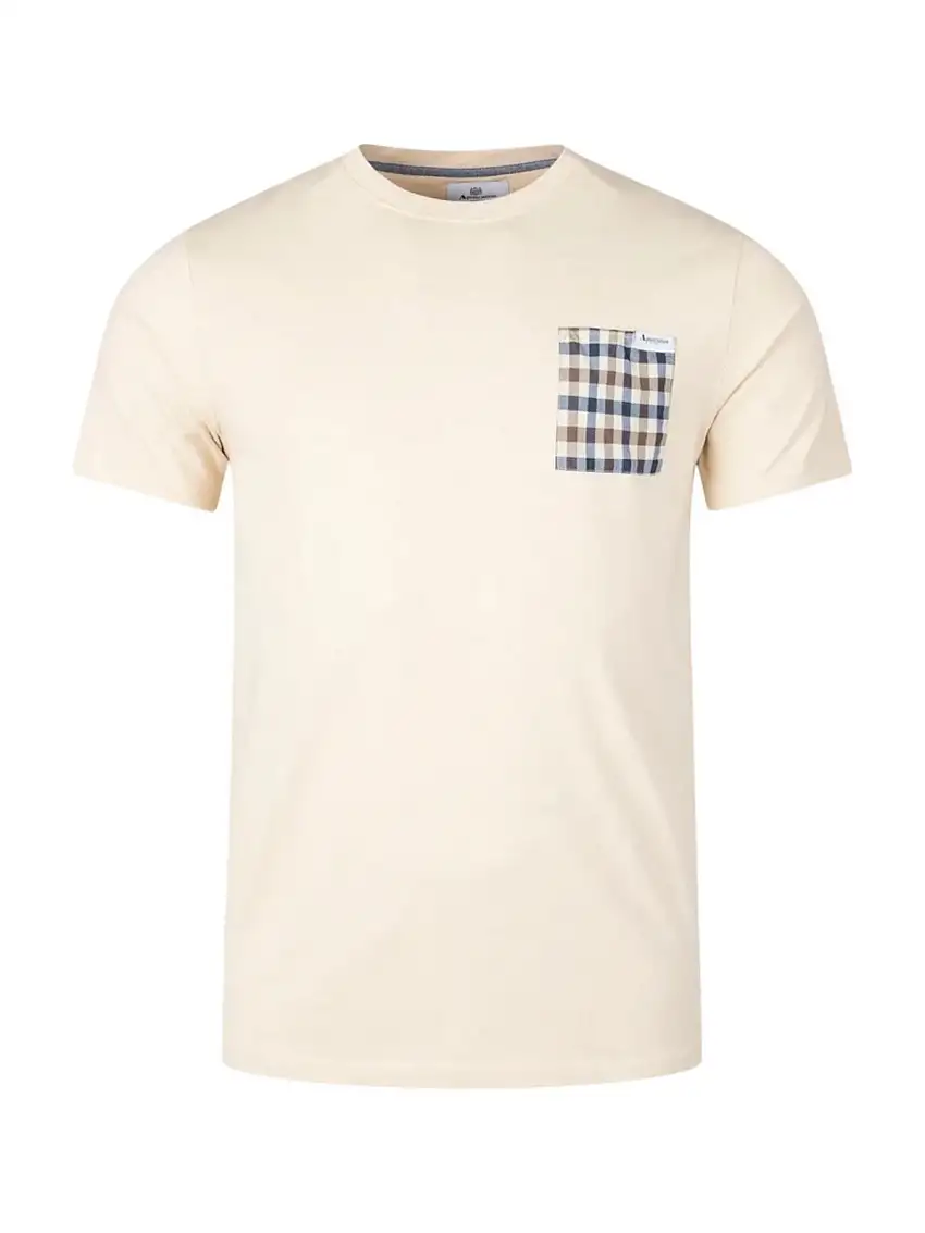 AQUASCUTUM Men's T-shirt ACTIVE CLUB CHECK POCKET T-SHIRT AA-B004-TS003 BEIGE BEIGE