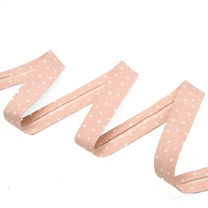 Bordo in cotone stampa galaxy ecru e rosa