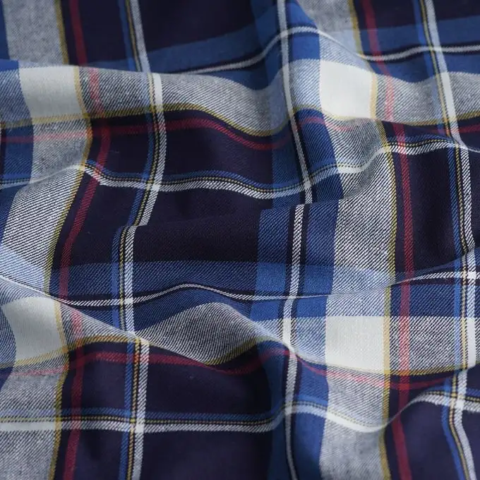 Filato tinto cotone grandi quadri blu