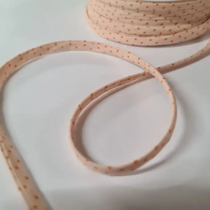 Cordone spaghetti 7 mm dolcezza mandarino chiaro pois