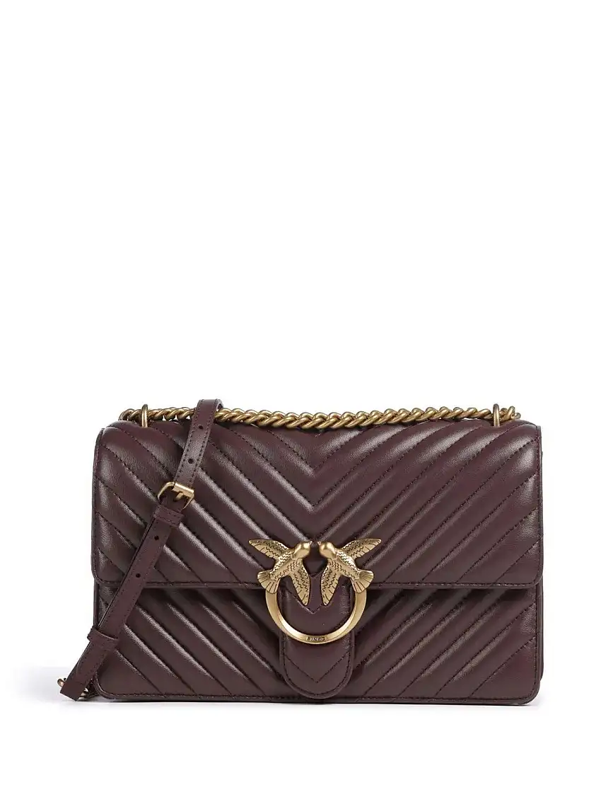 Borse a tracolla Donna Pinko - Borsa Love One Classic Dc Sheep Nappa Chevron - Marrone