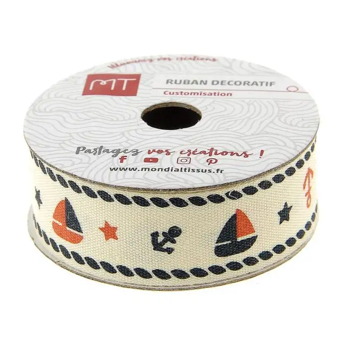 Bobina nastro ecru barche 20 mm