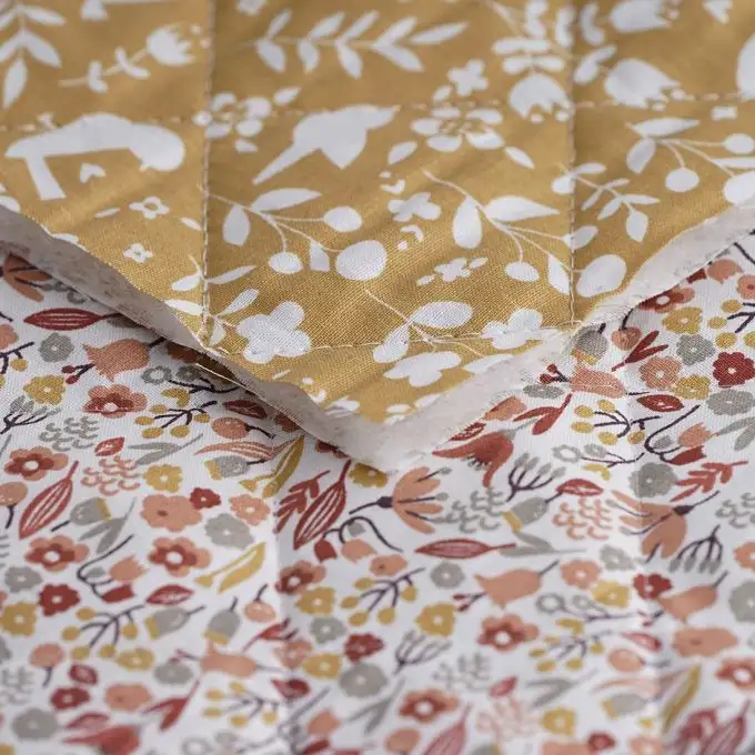 Tessuto trapuntato uccelli fiori