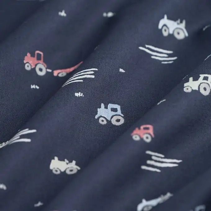Popeline cotone trattori blu scuro