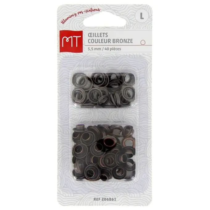 40 Occhielli e rondelle 5.5 mm bronzo