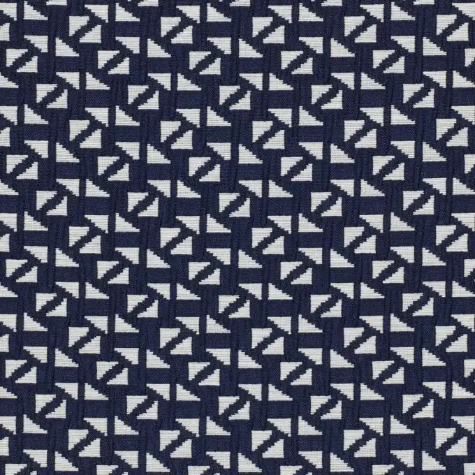 Tessuto jacquard triangoli blu navy
