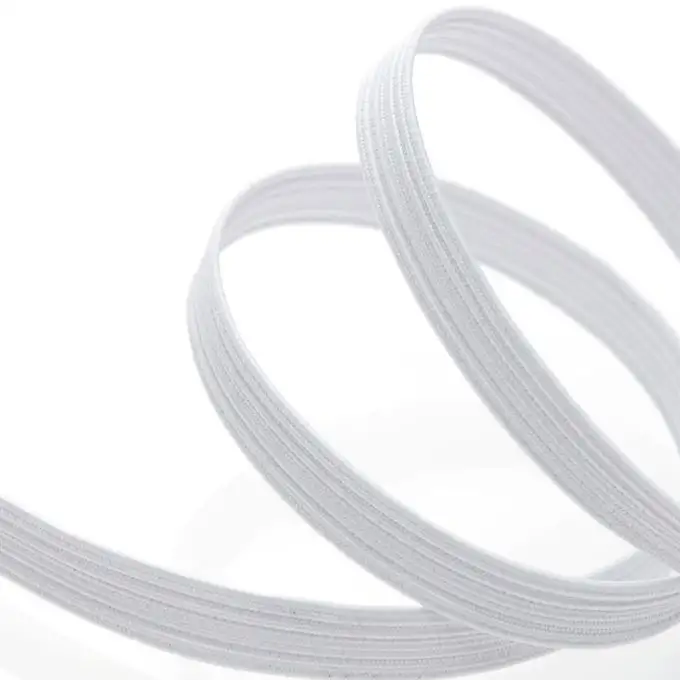 Treccia elastica piatta bianca 6 mm
