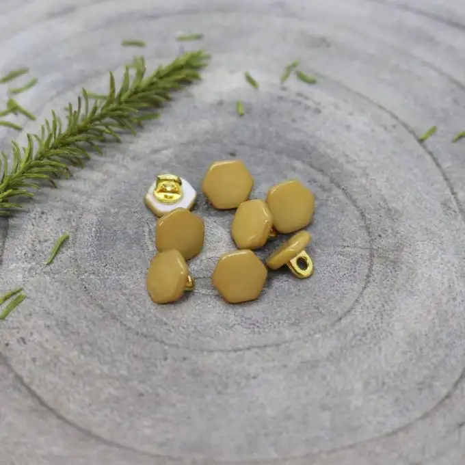 Lotto di 5 bottoni Quarzo giallo senape 10 mm - Atelier Brunette