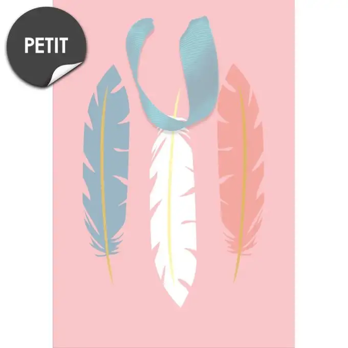 Borsa regalo piccolo formato - piume pastello e oro