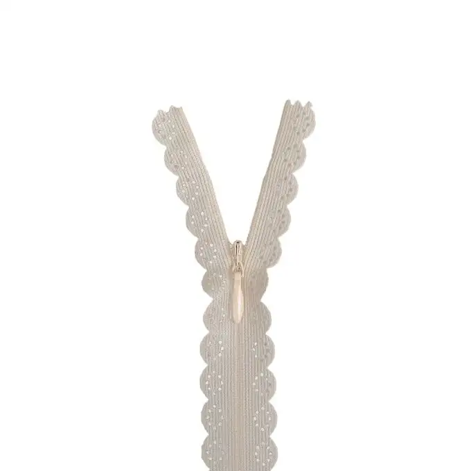 Chiusura in pizzo invisibile ecru 60 cm