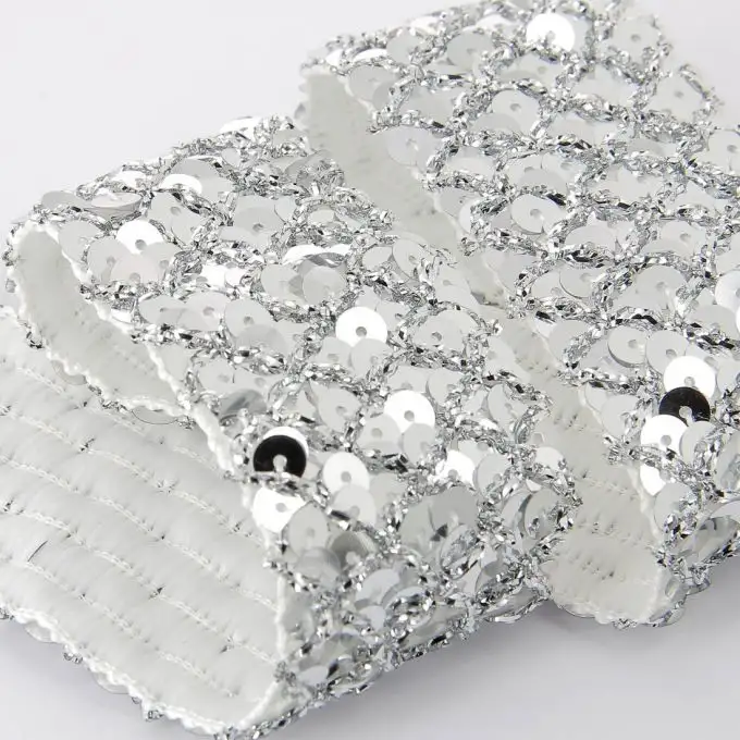 Gallone con paillettes argento 43 mm