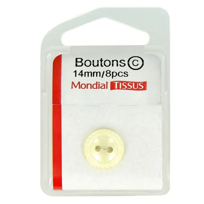 bottoni con bordi cesellati crema 14 mm