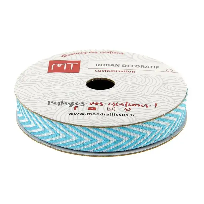 Bobina nastro chevron blu e bianco 9 mm