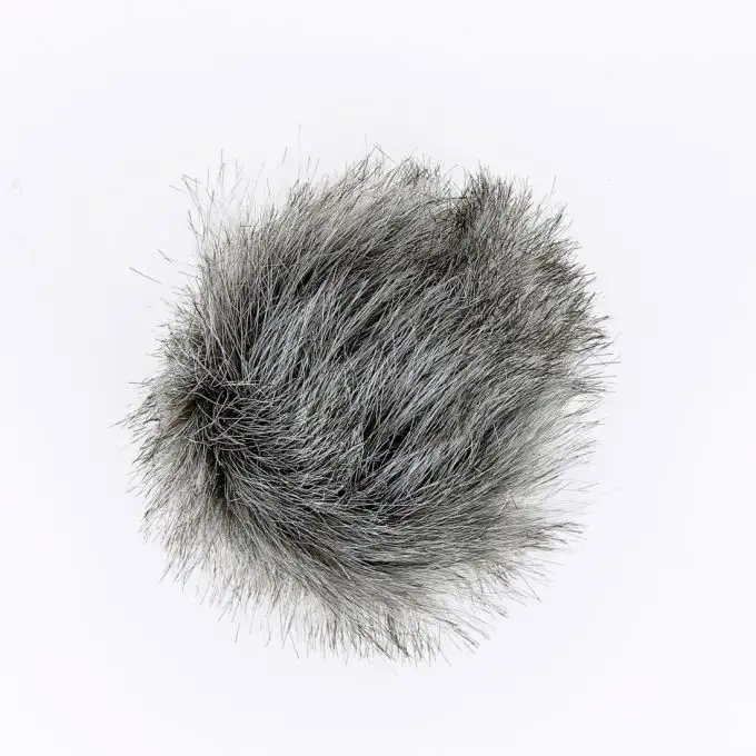 Pompon pelliccia sintetica grigio scuro 7 cm