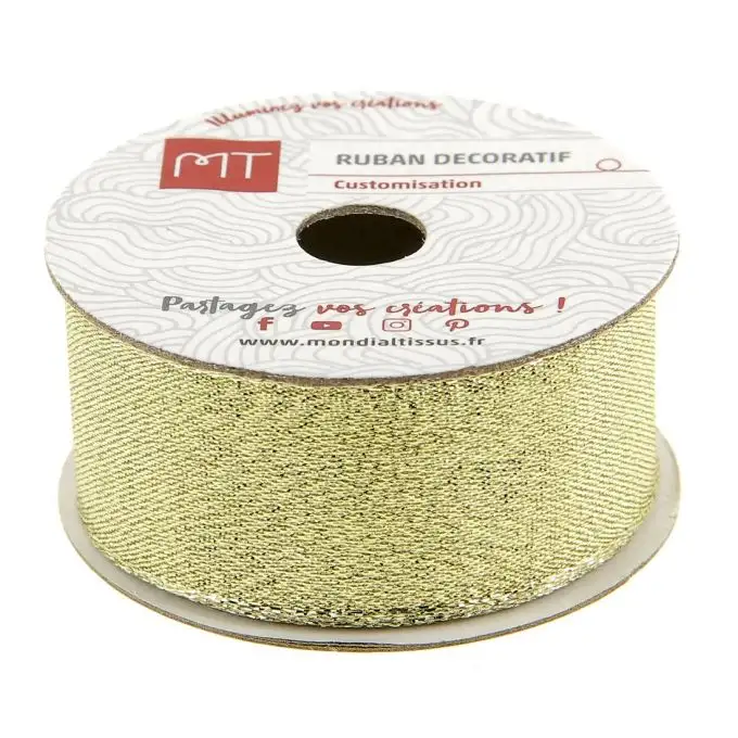 Bobina nastro dorato brillante 25 mm