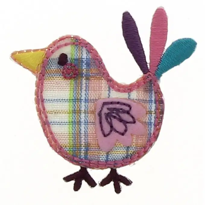 Applicazione termoadesiva uccello a quadri