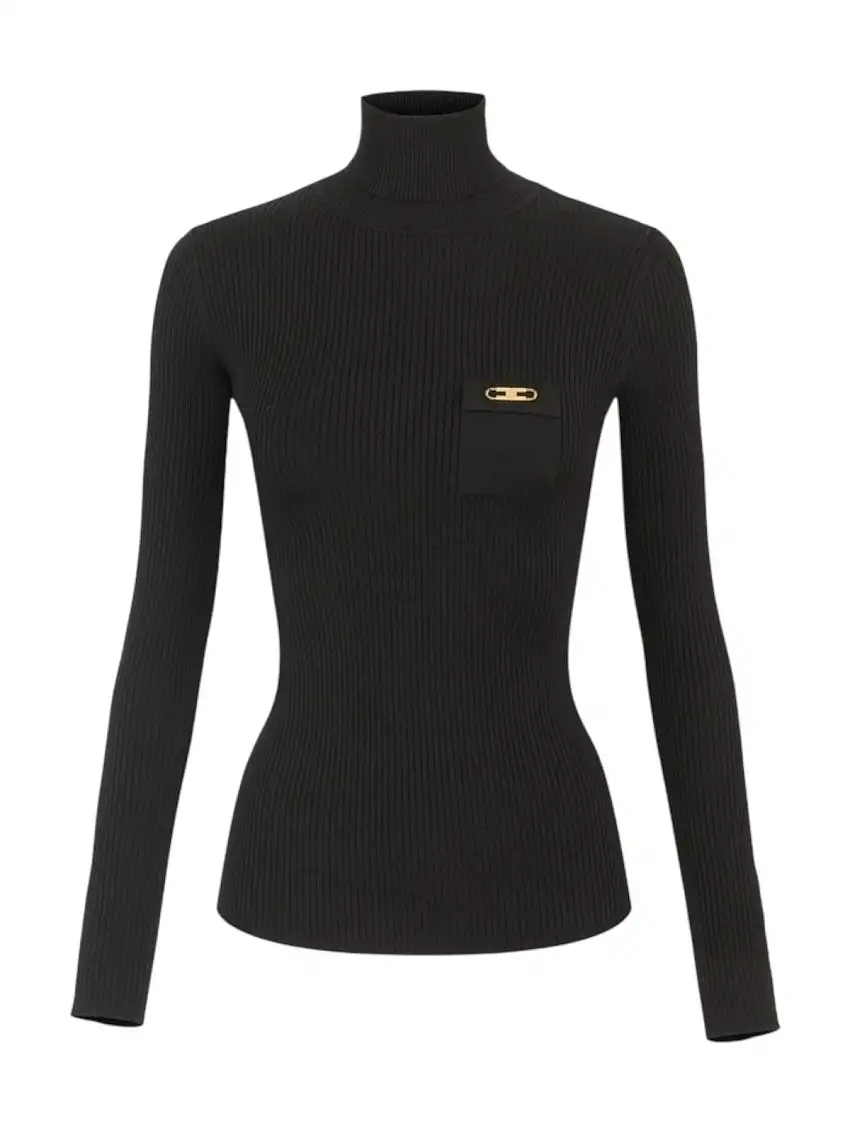 ELISABETTA FRANCHI Women's Turtleneck Sweater MK11B56E2 110 Black
