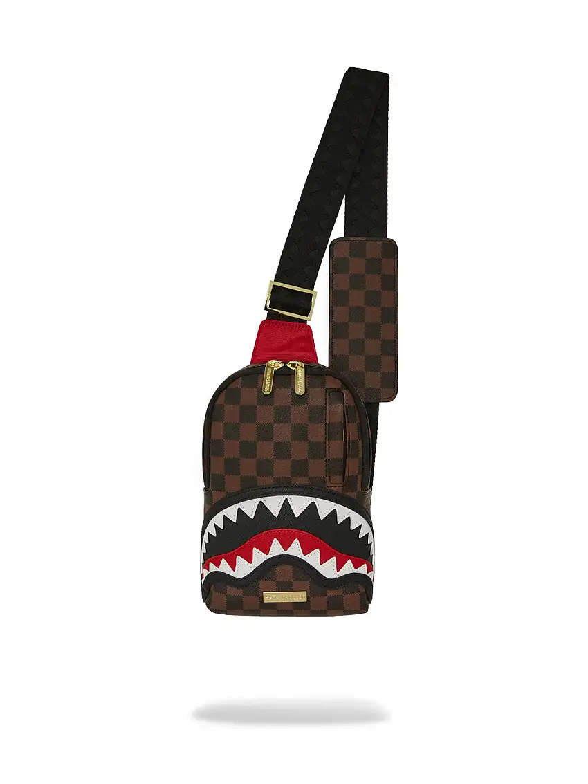 SPRAYGROUND Tracolla Uomo SAWTOOTH SHARKS IN PARIS ONE-STRAP SLING 910B7819NSZ MARRONE