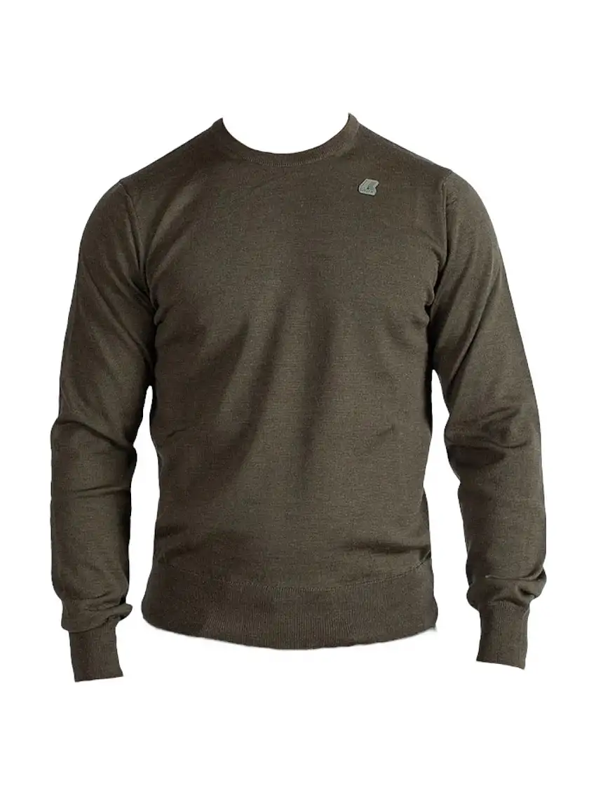 K-WAY Men's Sweater Sebastien merino K2142EW WMR GREEN BLACKISH