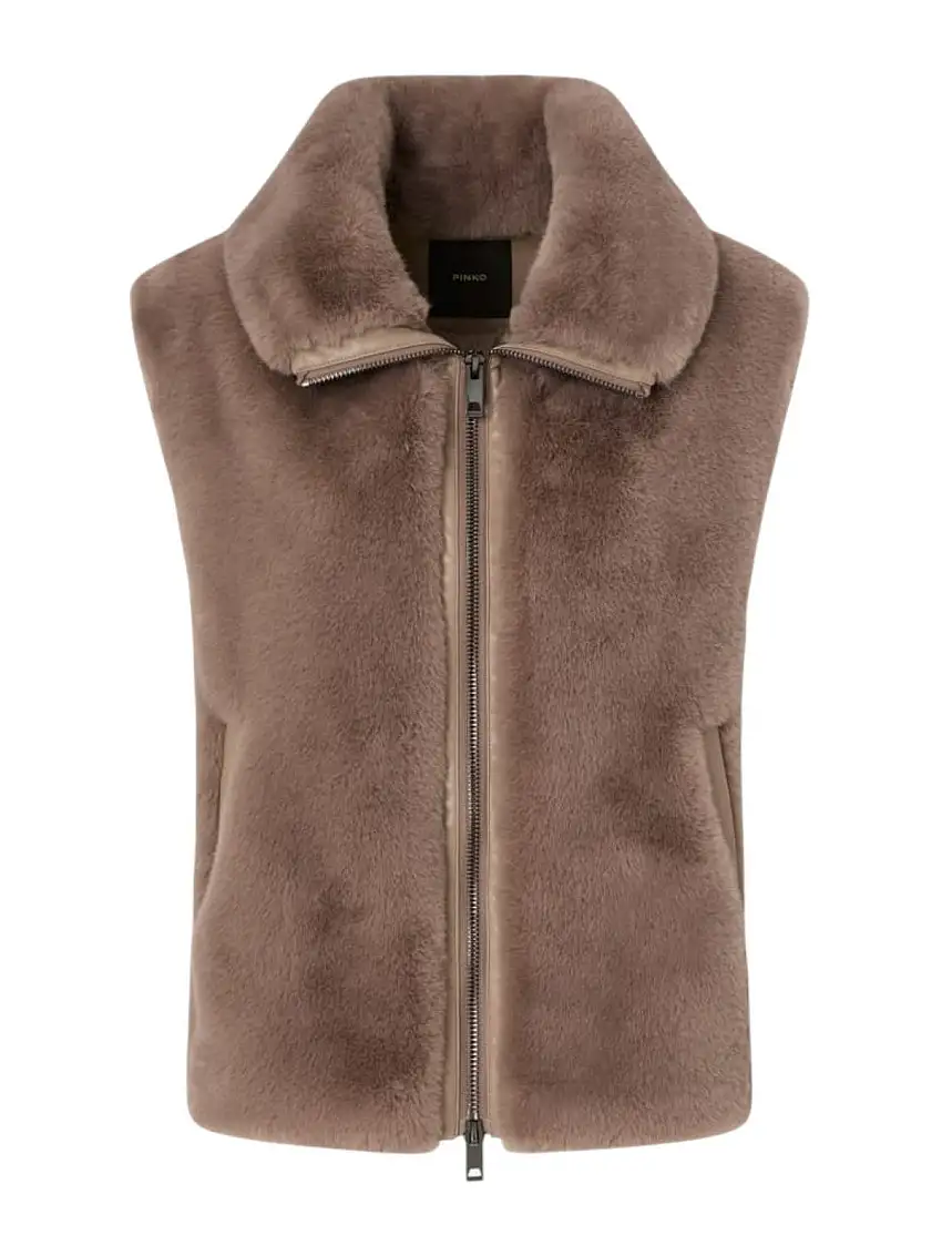PINKO Pelliccia Donna DEYN GILET 105107-A2WN D01 BEIGE-BISCOTTO ZENZ.