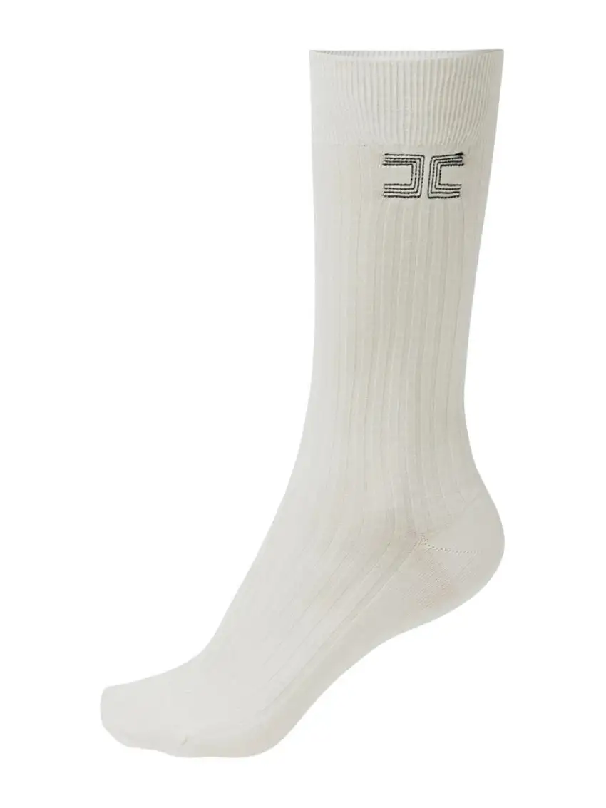 ELISABETTA FRANCHI Women's Socks CZ01A56E2 EI3 MILK/BLACK