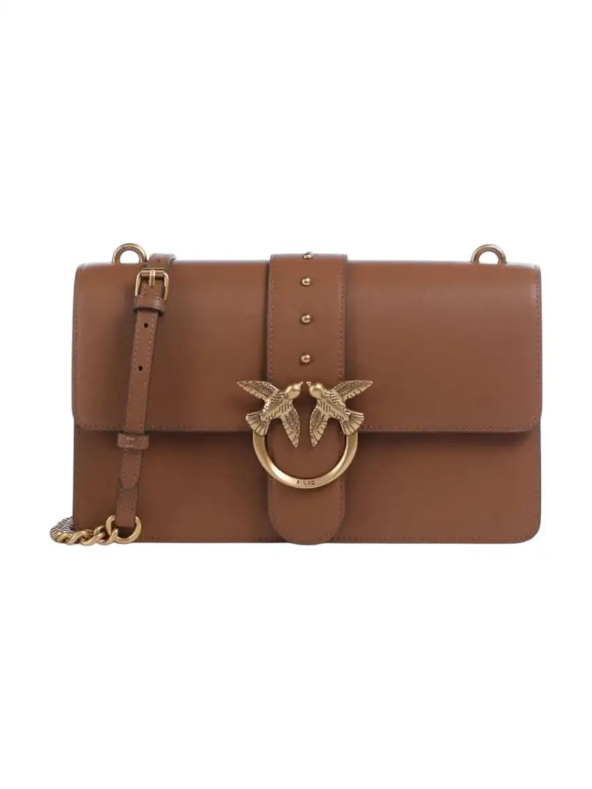 PINKO Borsa Donna LOVE ONE CLASSIC ST. CL 105857-A0F1 L17Q MARRONE - LEONE-ANTIQUE GOLD