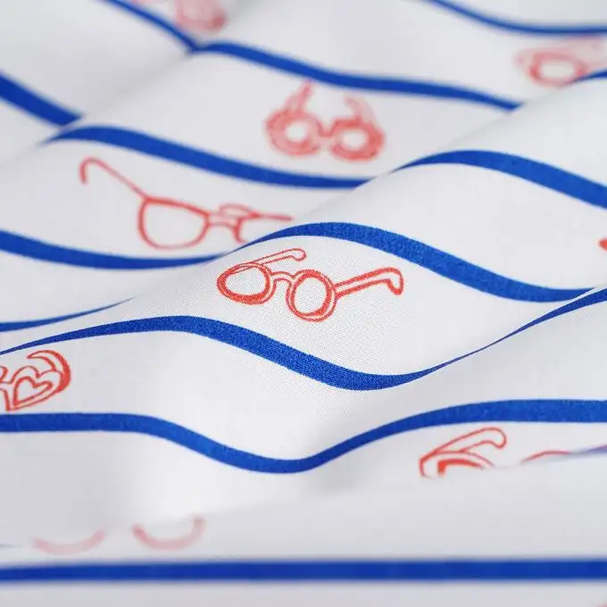 Popeline cotone ecru righe occhiali