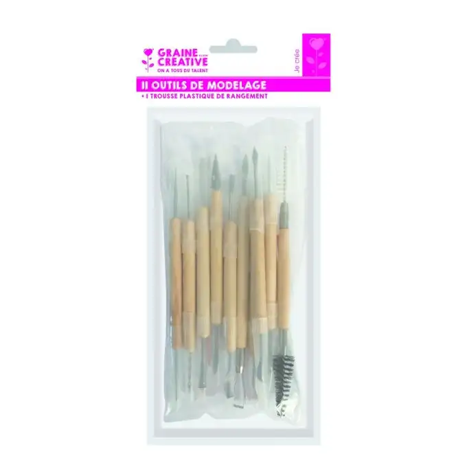 Set di 11 accessori per modellare in legno e metallo