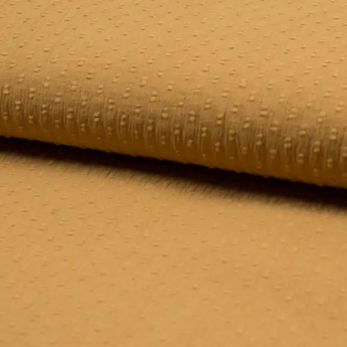 Velo di cotone a pois senape