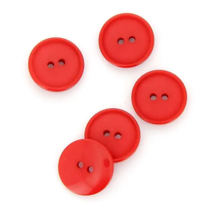 bottoni piatti 2 fori rosso 20 mm